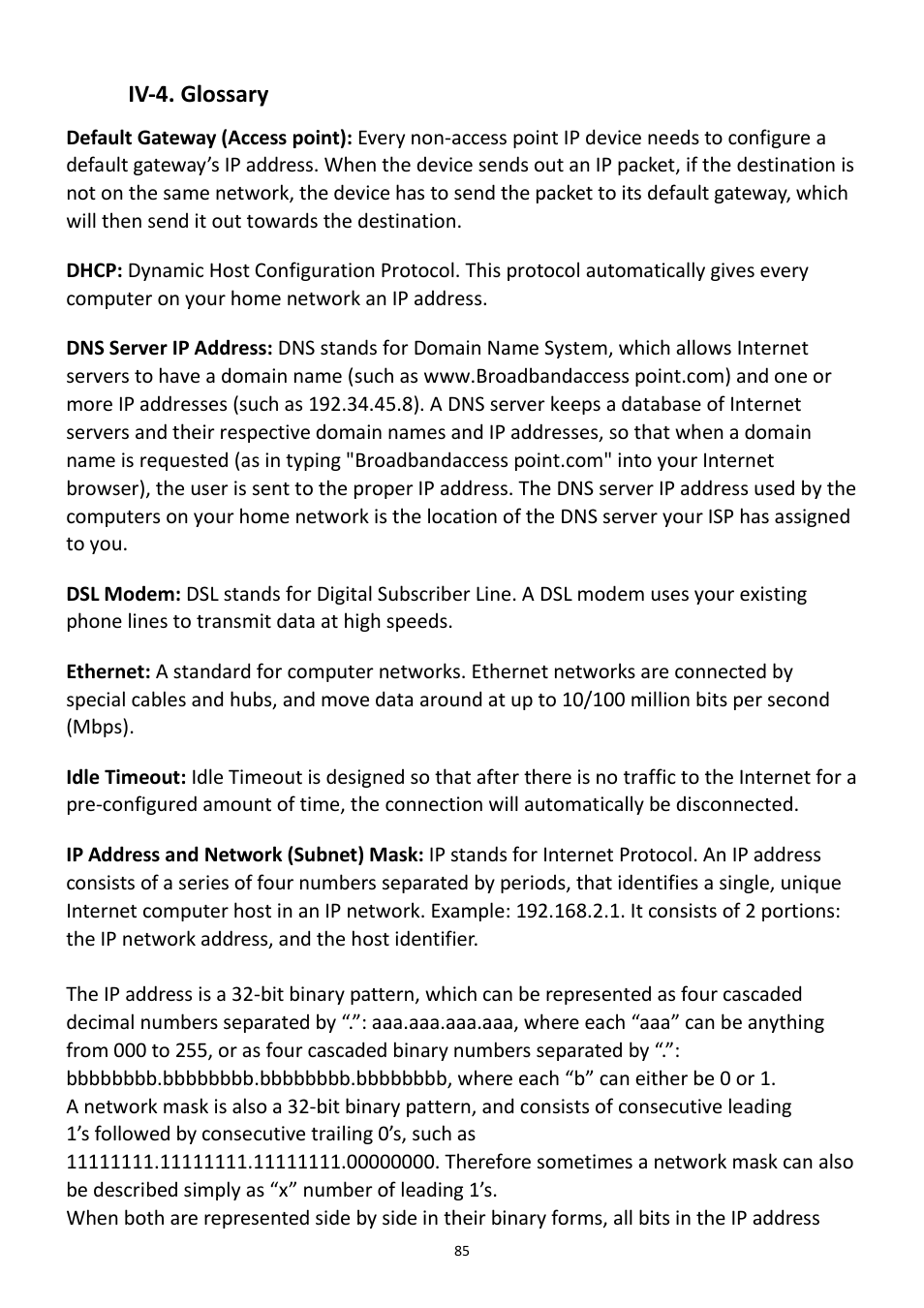 Iv-4. glossary | Edimax Technology EW-7228APn User Manual | Page 85 / 91