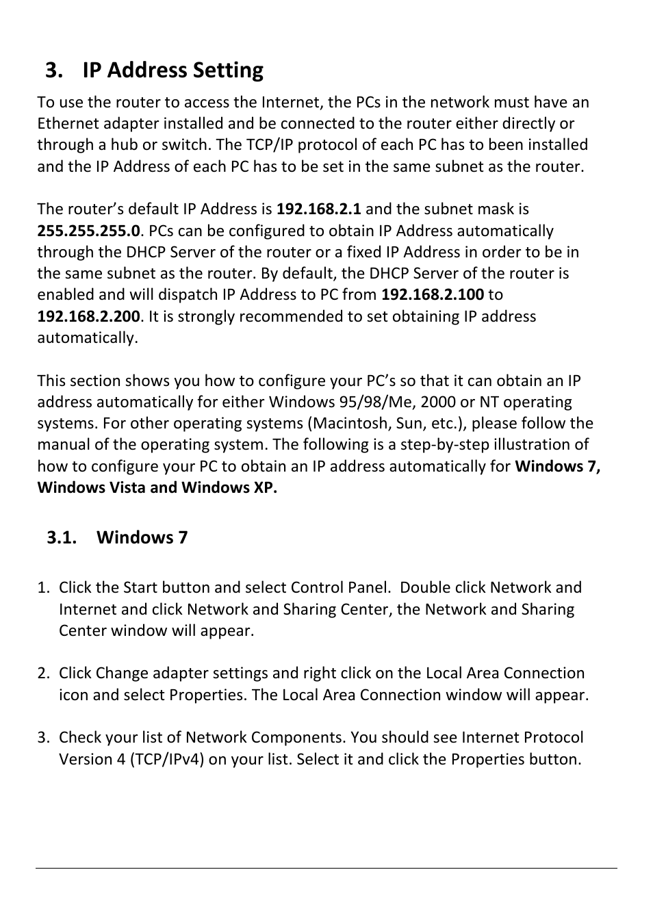 Ip address setting, Indows | Edimax Technology AR-7211B V2 User Manual | Page 15 / 89