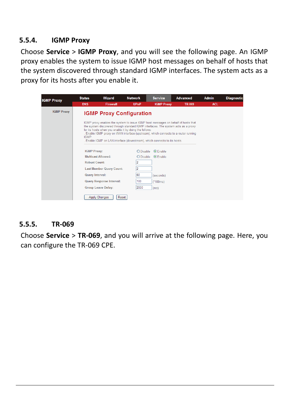 Igmp proxy, Tr-069 | Edimax Technology AR-7211B V2 User Manual | Page 62 / 89