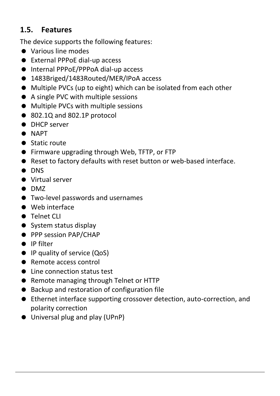 Eatures, Features | Edimax Technology AR-7211B V2 User Manual | Page 8 / 89