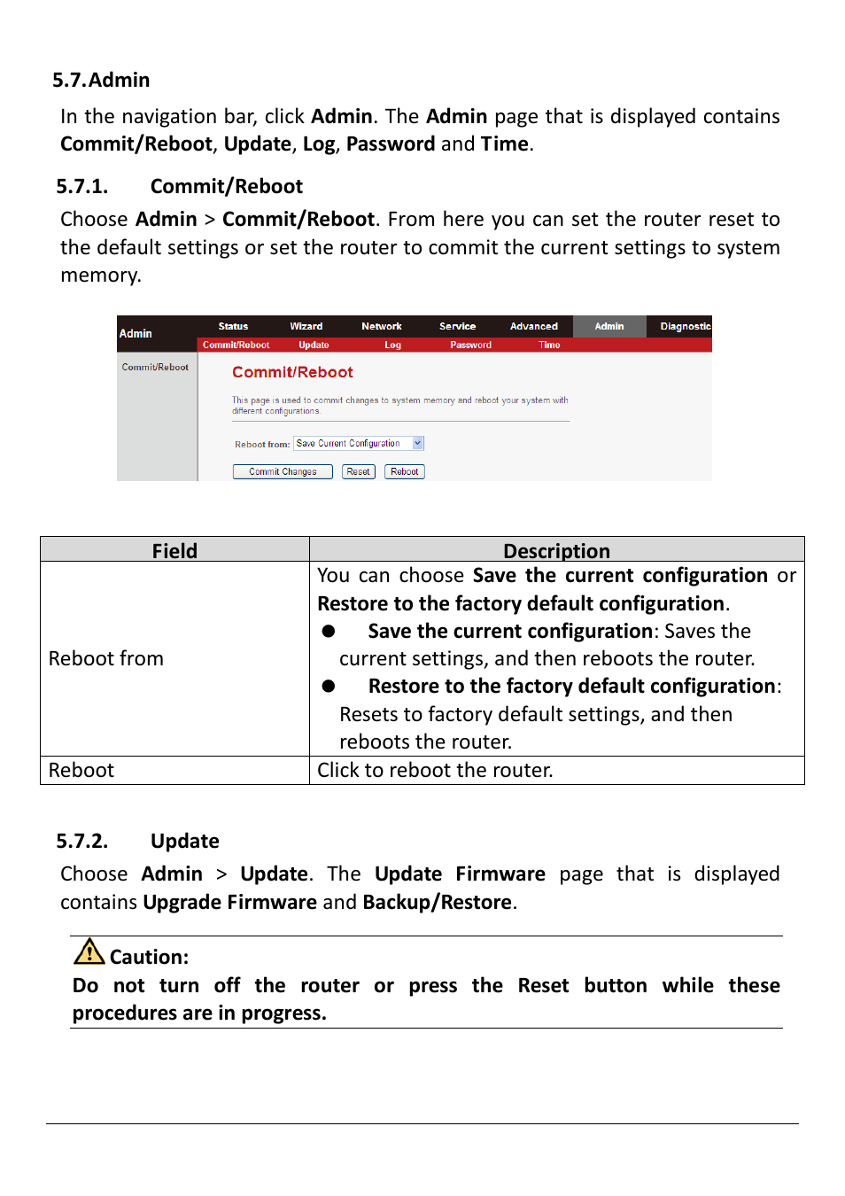 Dmin, Commit/reboot, Update | Edimax Technology AR-7211B V2 User Manual | Page 80 / 89