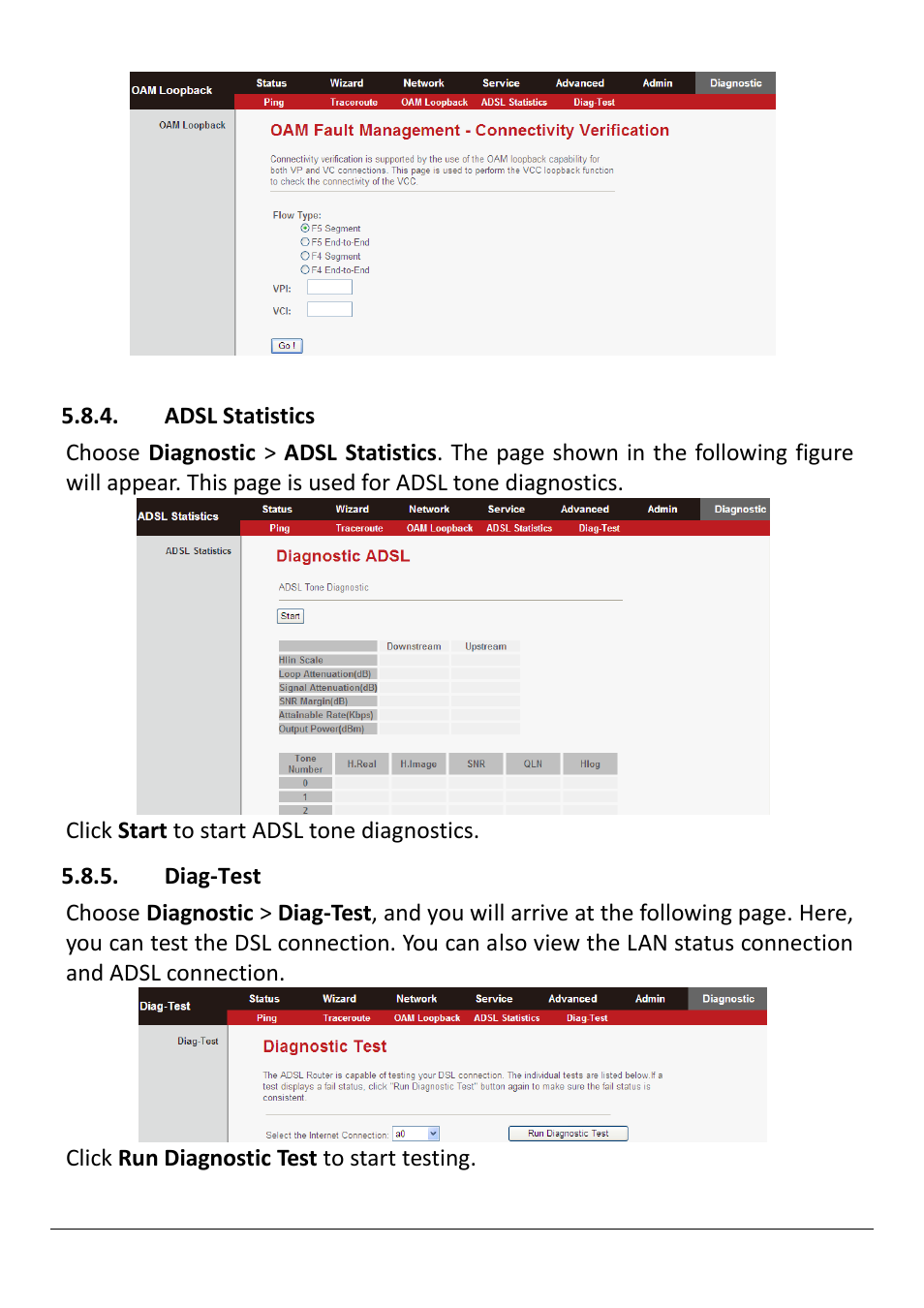 Adsl statistics, Diag-test | Edimax Technology AR-7211B V2 User Manual | Page 86 / 89