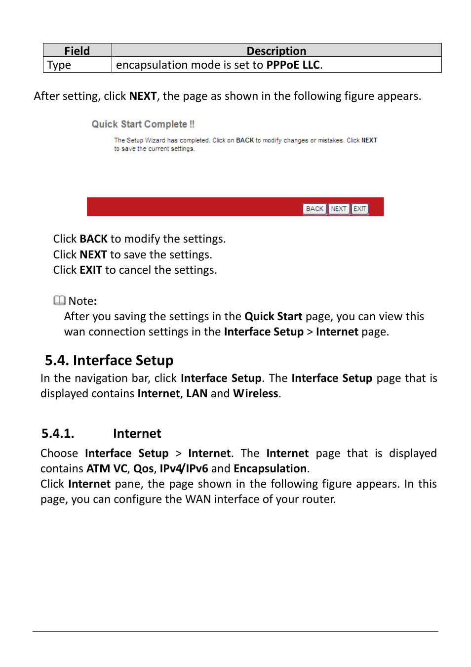 Nterface, Etup, Internet | Interface setup | Edimax Technology AR-7286WnB User Manual | Page 47 / 92