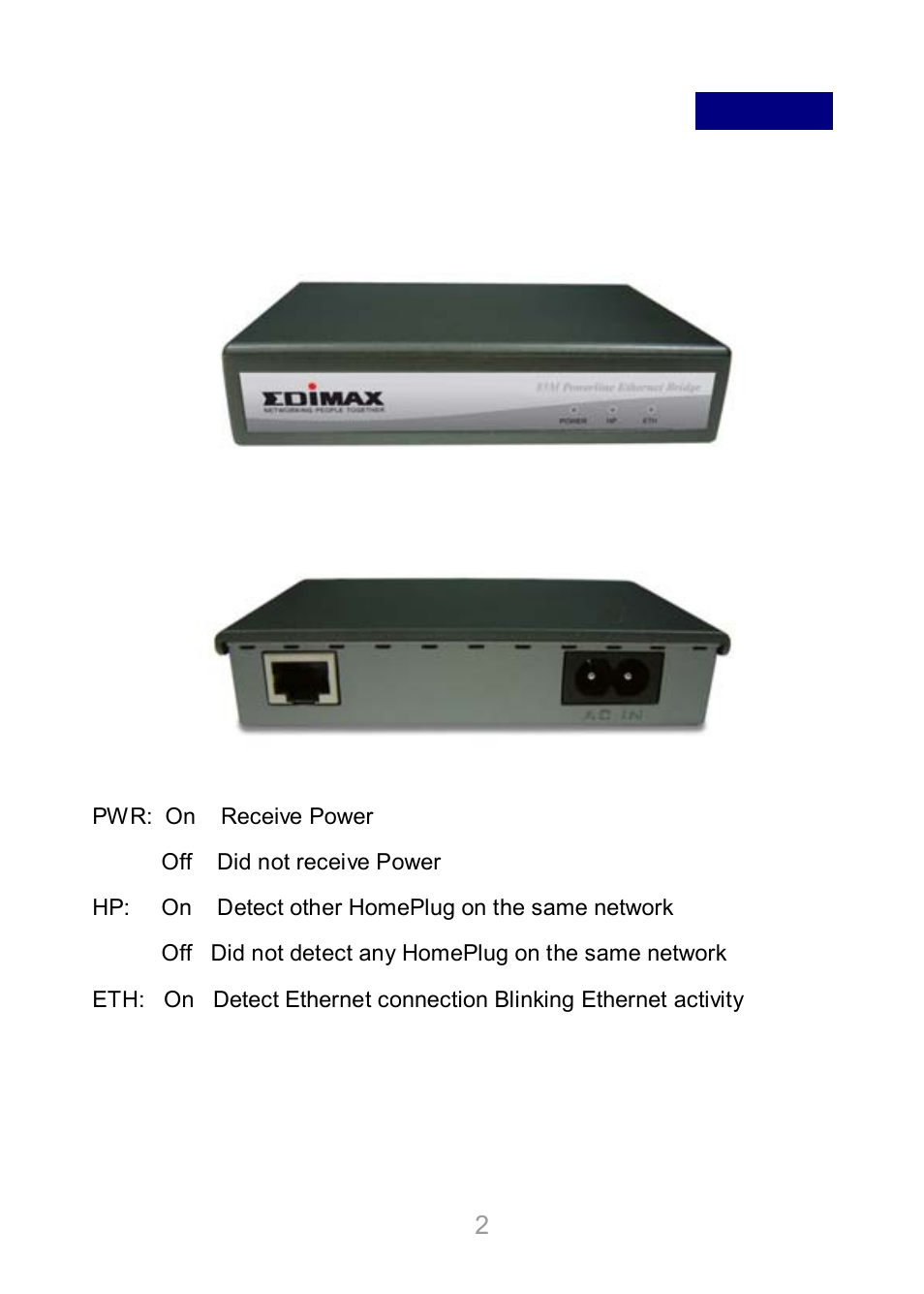 English, Chapter 1: introduction | Edimax Technology HP-8500 User Manual | Page 3 / 11