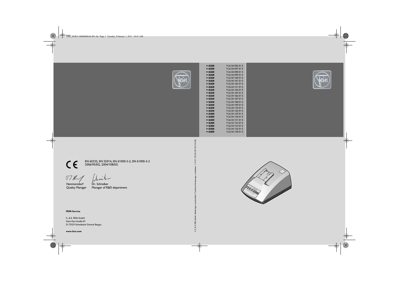 Fein ASCD 18 W4C аккумулятор User Manual | 105 pages