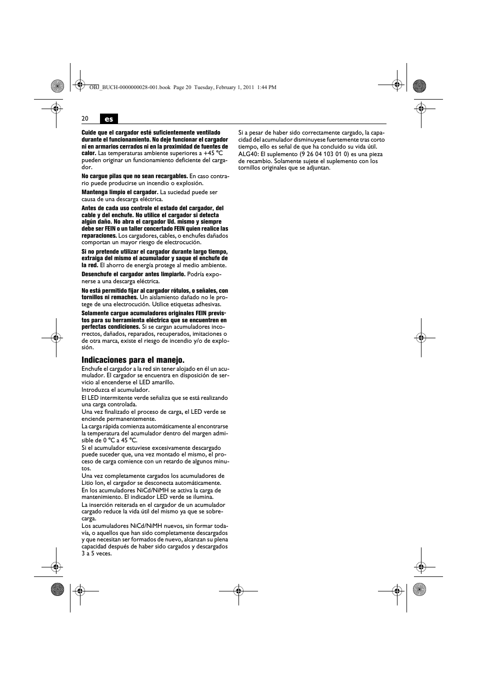 Indicaciones para el manejo | Fein ASCD 18 W4C аккумулятор User Manual | Page 20 / 105