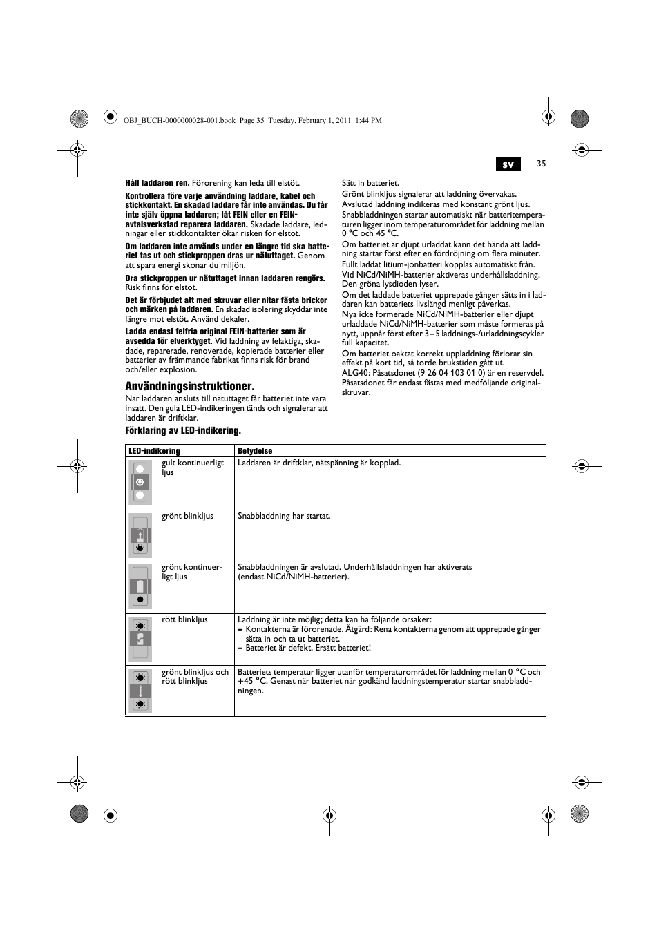 Användningsinstruktioner | Fein ASCD 18 W4C аккумулятор User Manual | Page 35 / 105