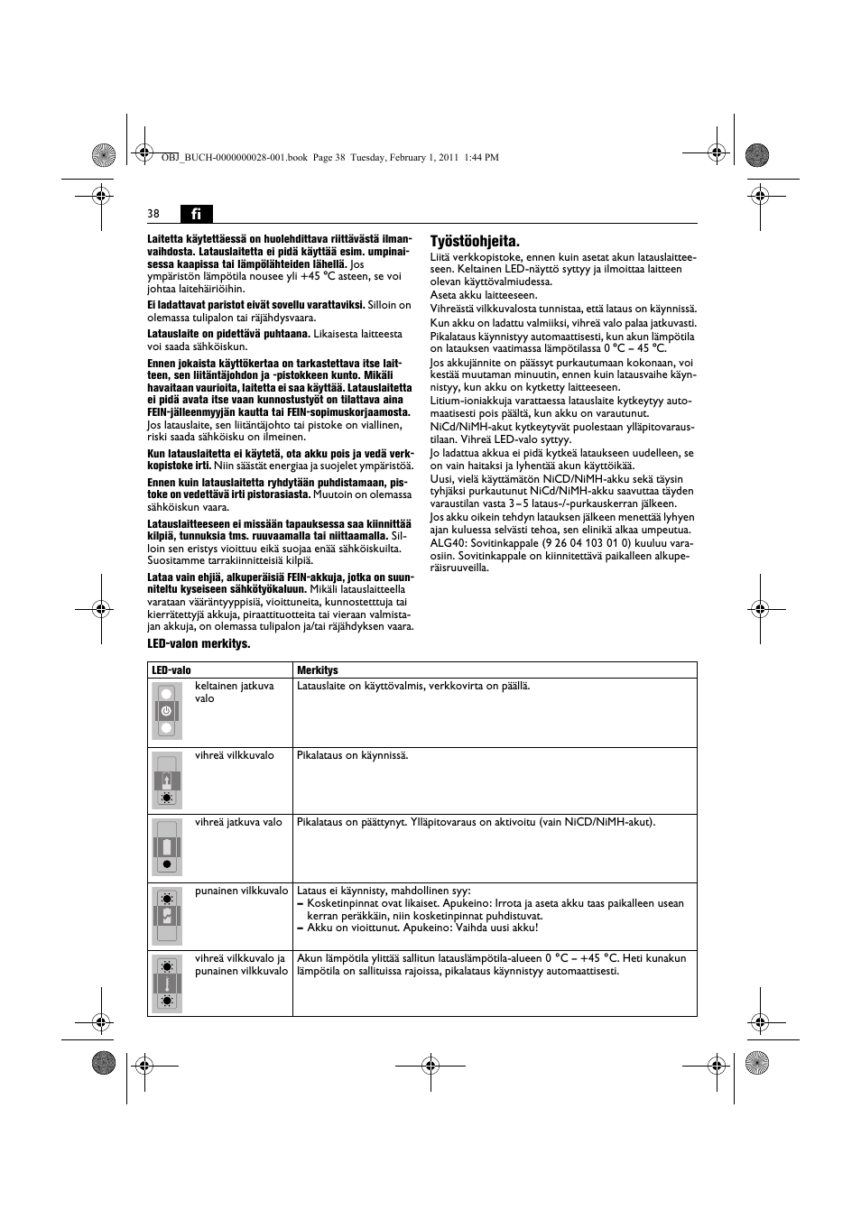 Työstöohjeita | Fein ASCD 18 W4C аккумулятор User Manual | Page 38 / 105