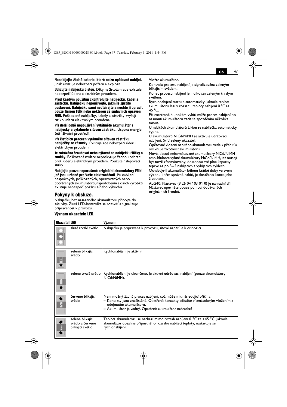 Pokyny k obsluze | Fein ASCD 18 W4C аккумулятор User Manual | Page 47 / 105