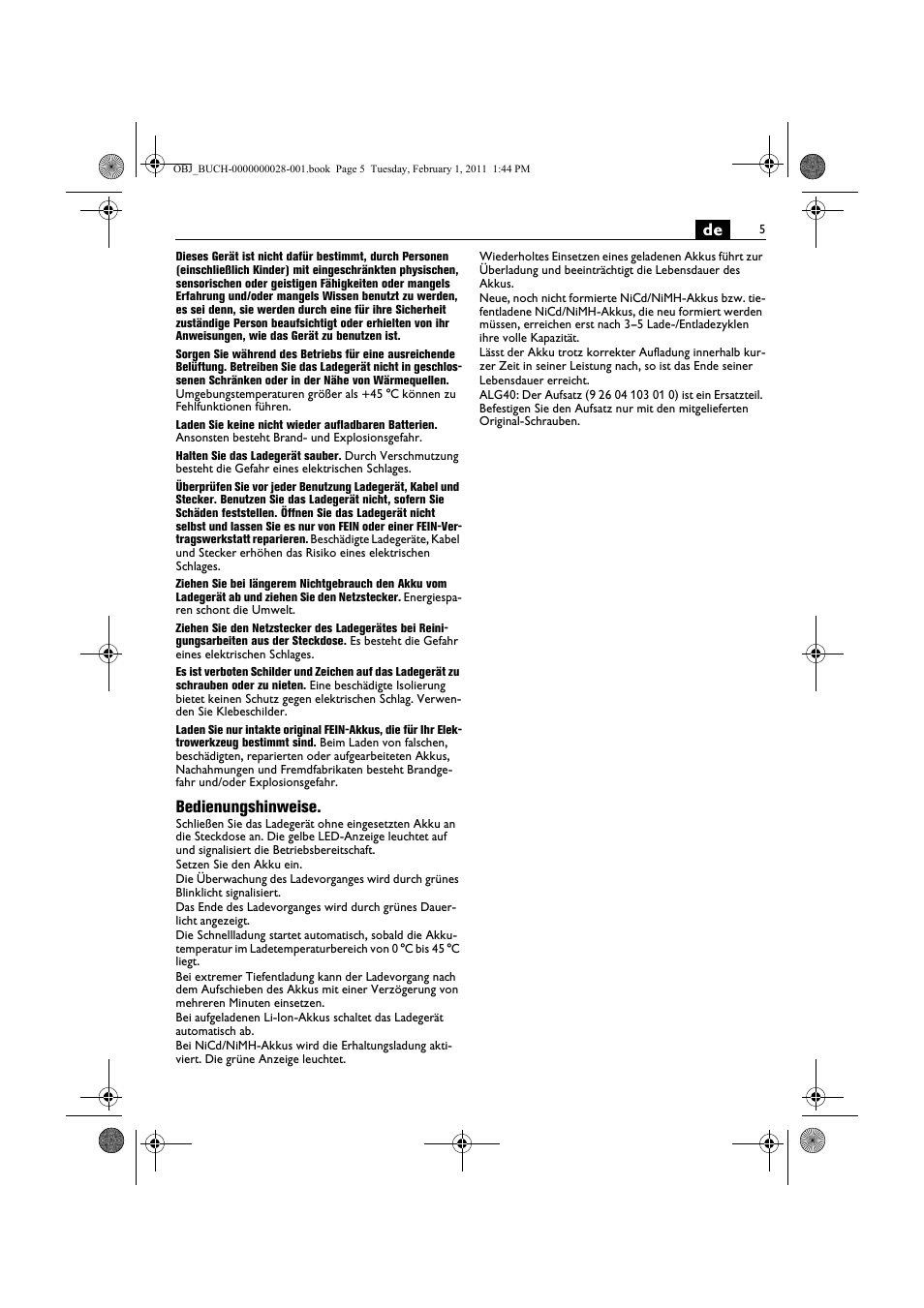 Bedienungshinweise | Fein ASCD 18 W4C аккумулятор User Manual | Page 5 / 105