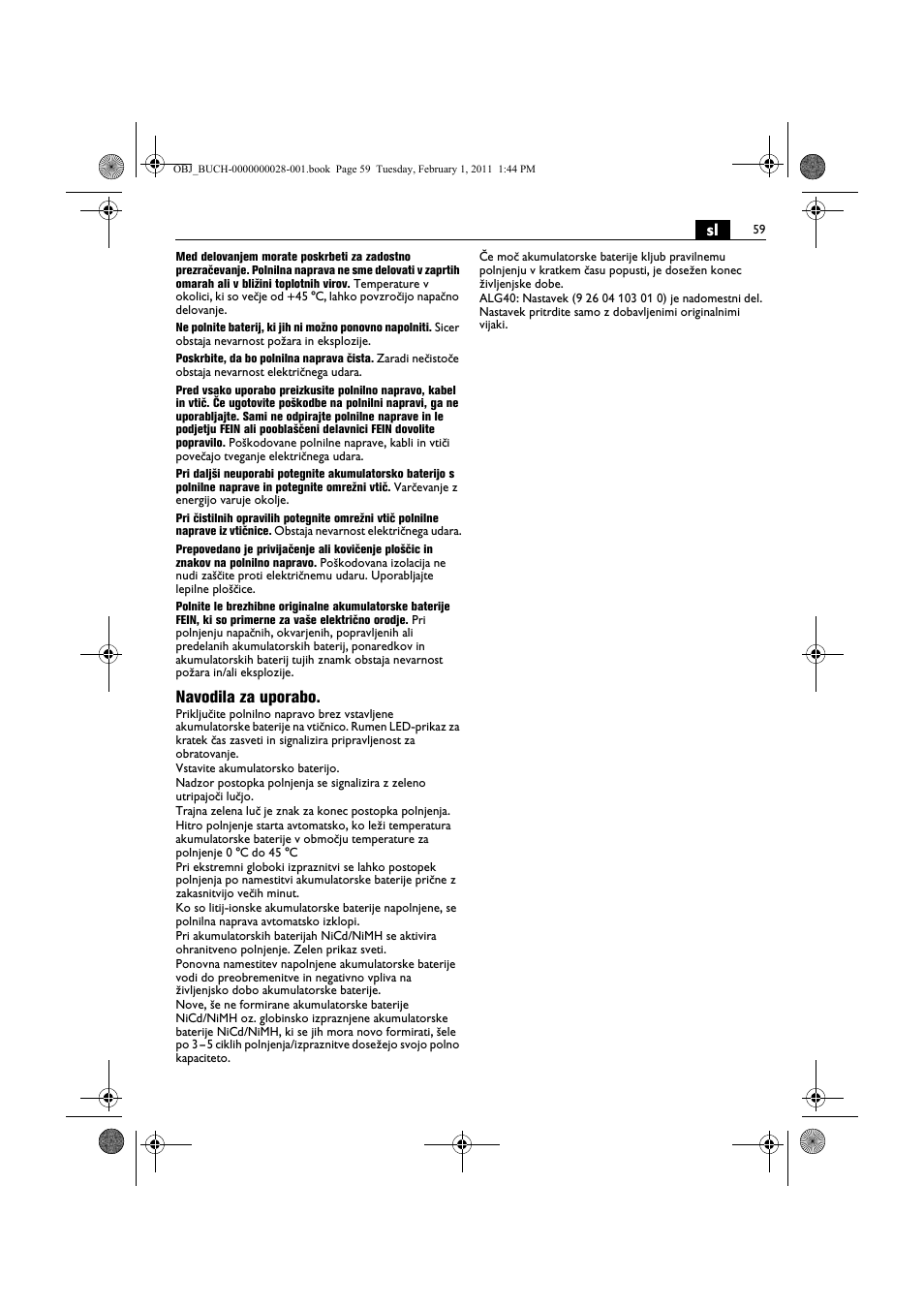Navodila za uporabo | Fein ASCD 18 W4C аккумулятор User Manual | Page 59 / 105