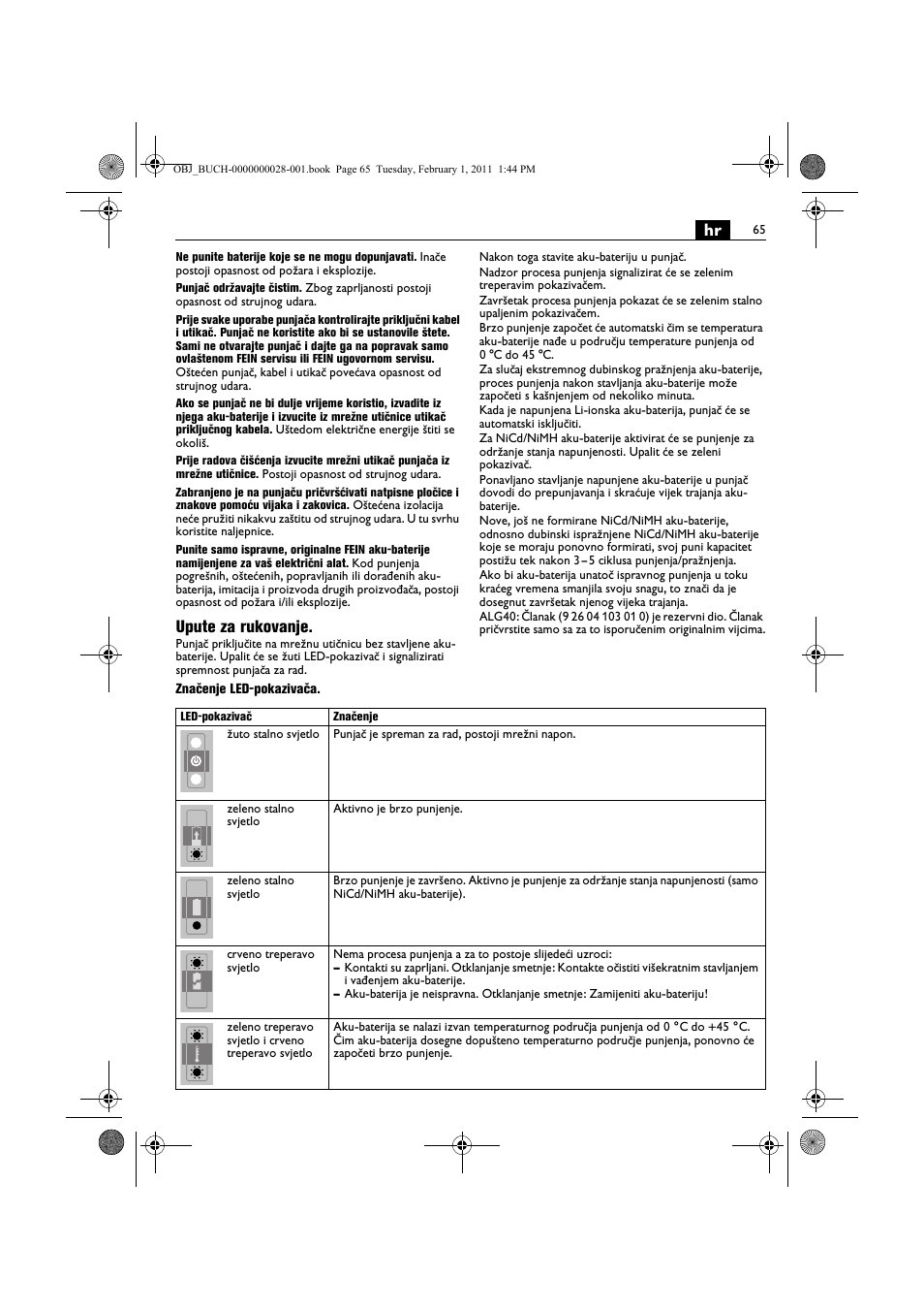 Upute za rukovanje | Fein ASCD 18 W4C аккумулятор User Manual | Page 65 / 105