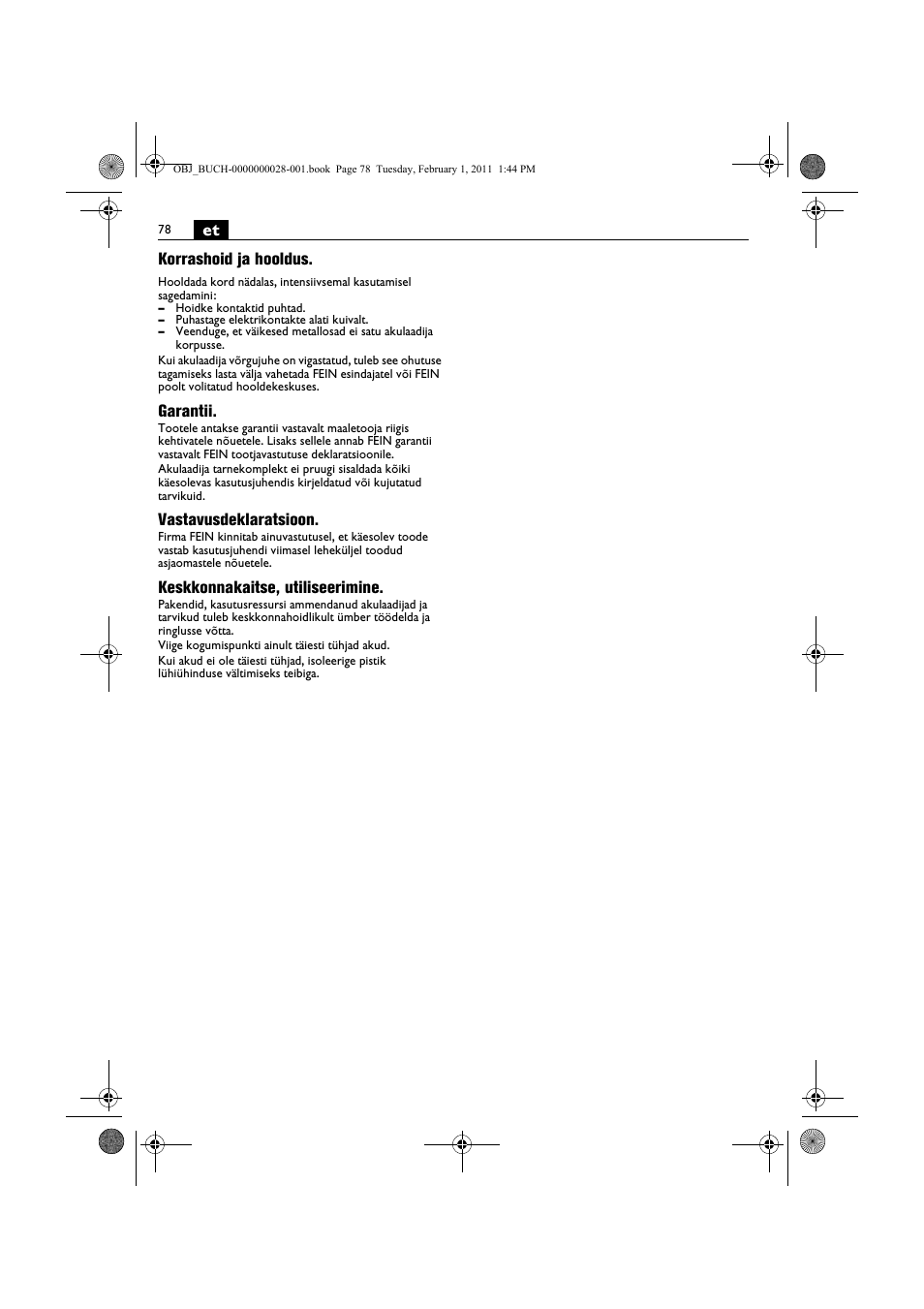 Fein ASCD 18 W4C аккумулятор User Manual | Page 78 / 105
