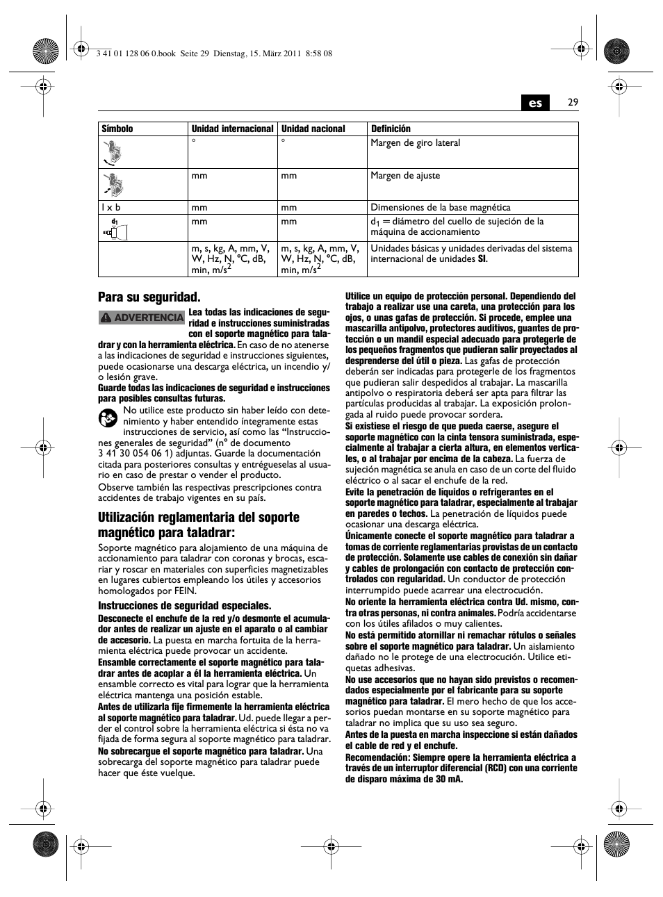 Es para su seguridad | Fein MBS32F User Manual | Page 29 / 66