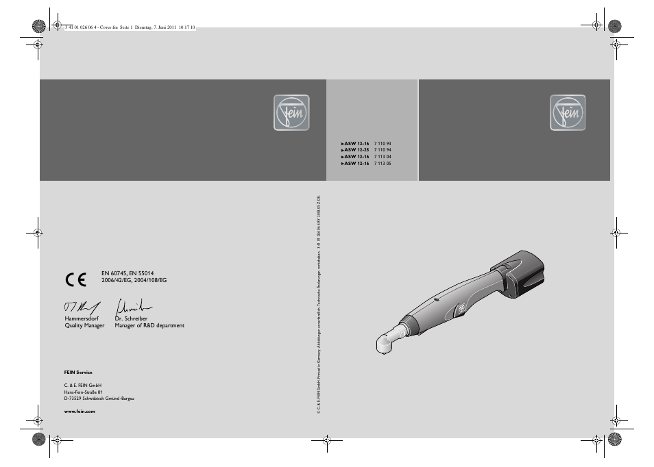 Fein ASW12-16 User Manual | 94 pages