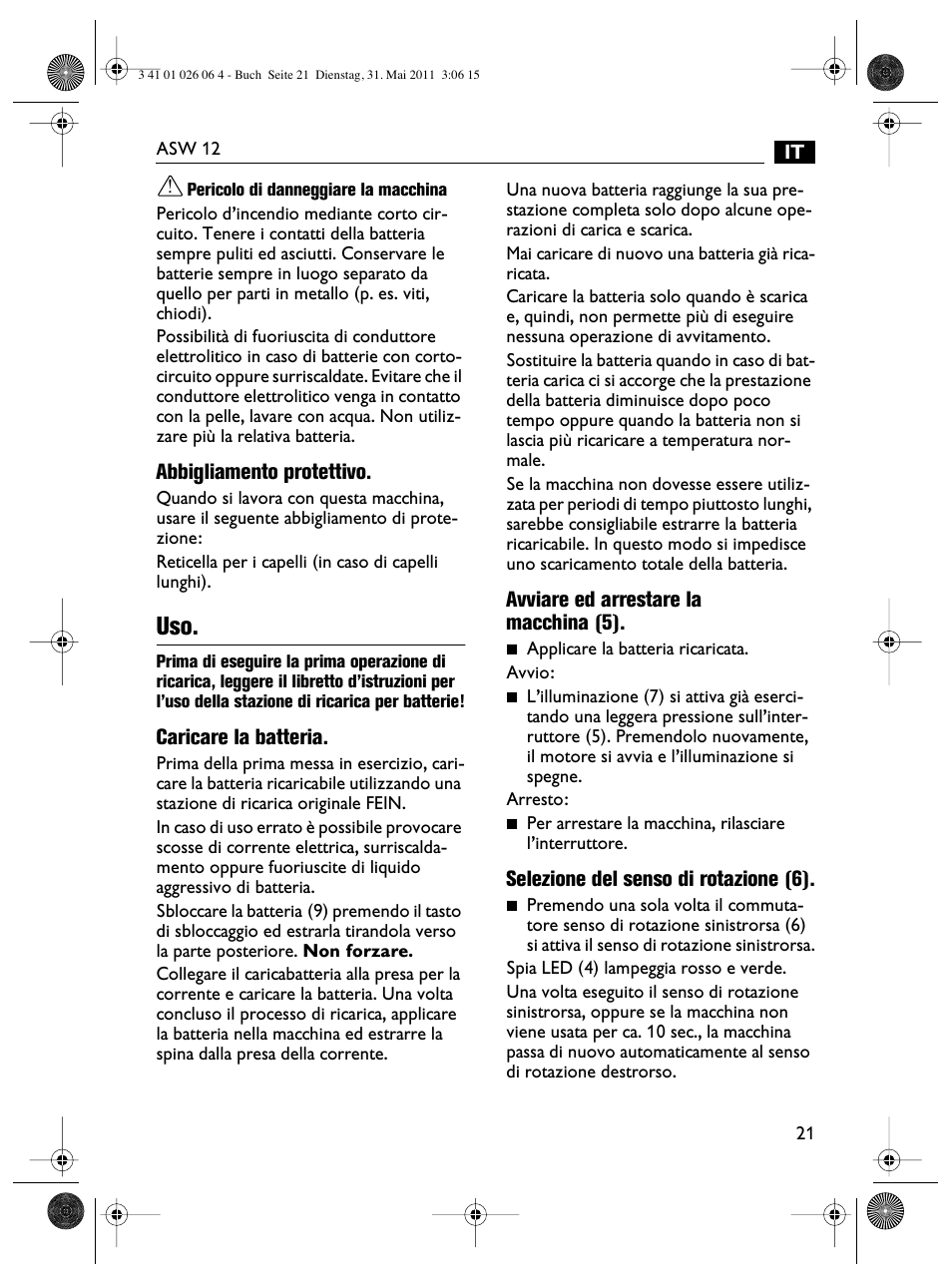 Fein ASW12-16 User Manual | Page 21 / 94