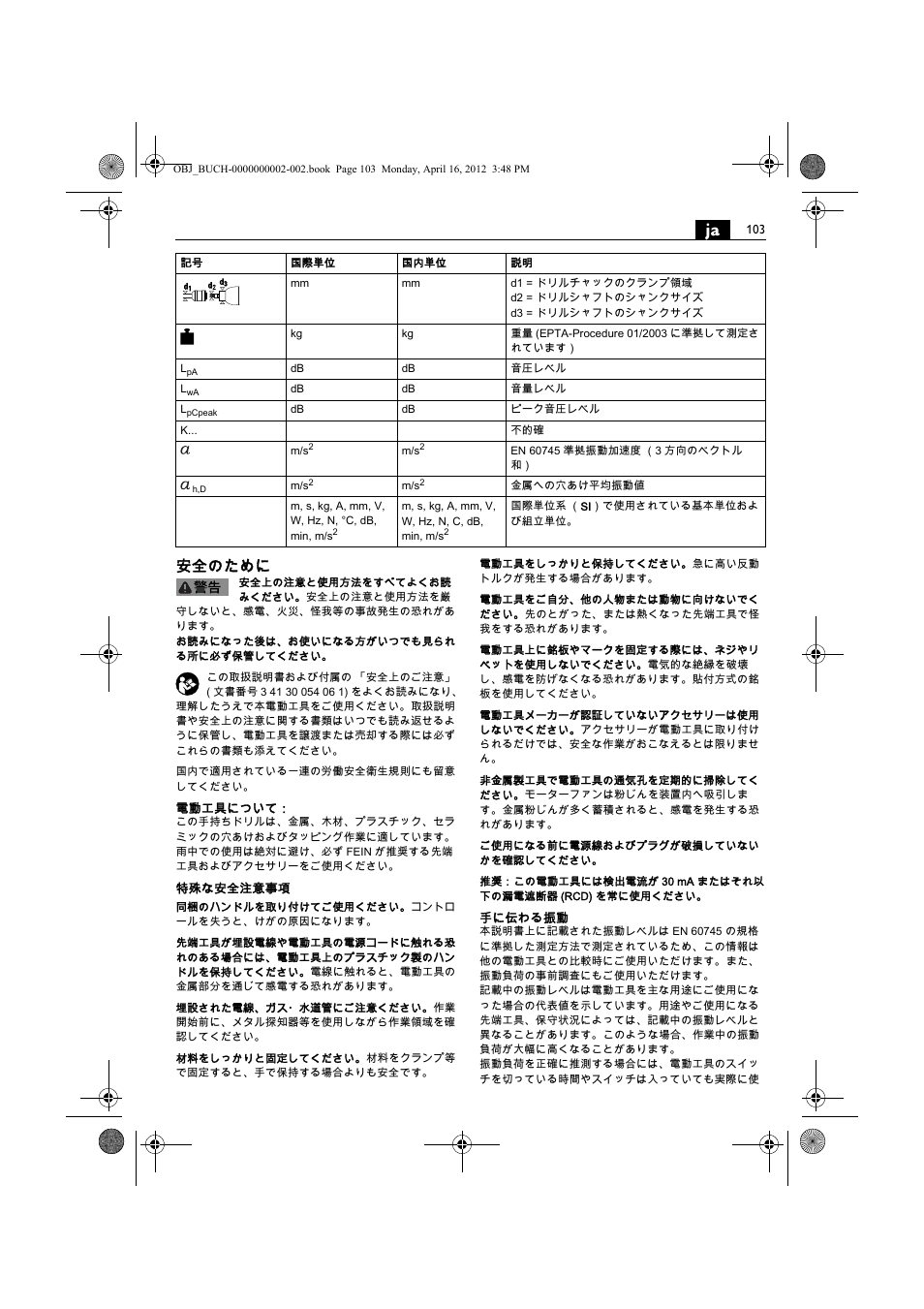 安全のために | Fein BOP 13-2 User Manual | Page 103 / 110