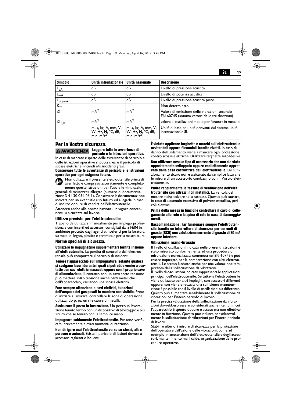 It per la vostra sicurezza | Fein BOP 13-2 User Manual | Page 19 / 110