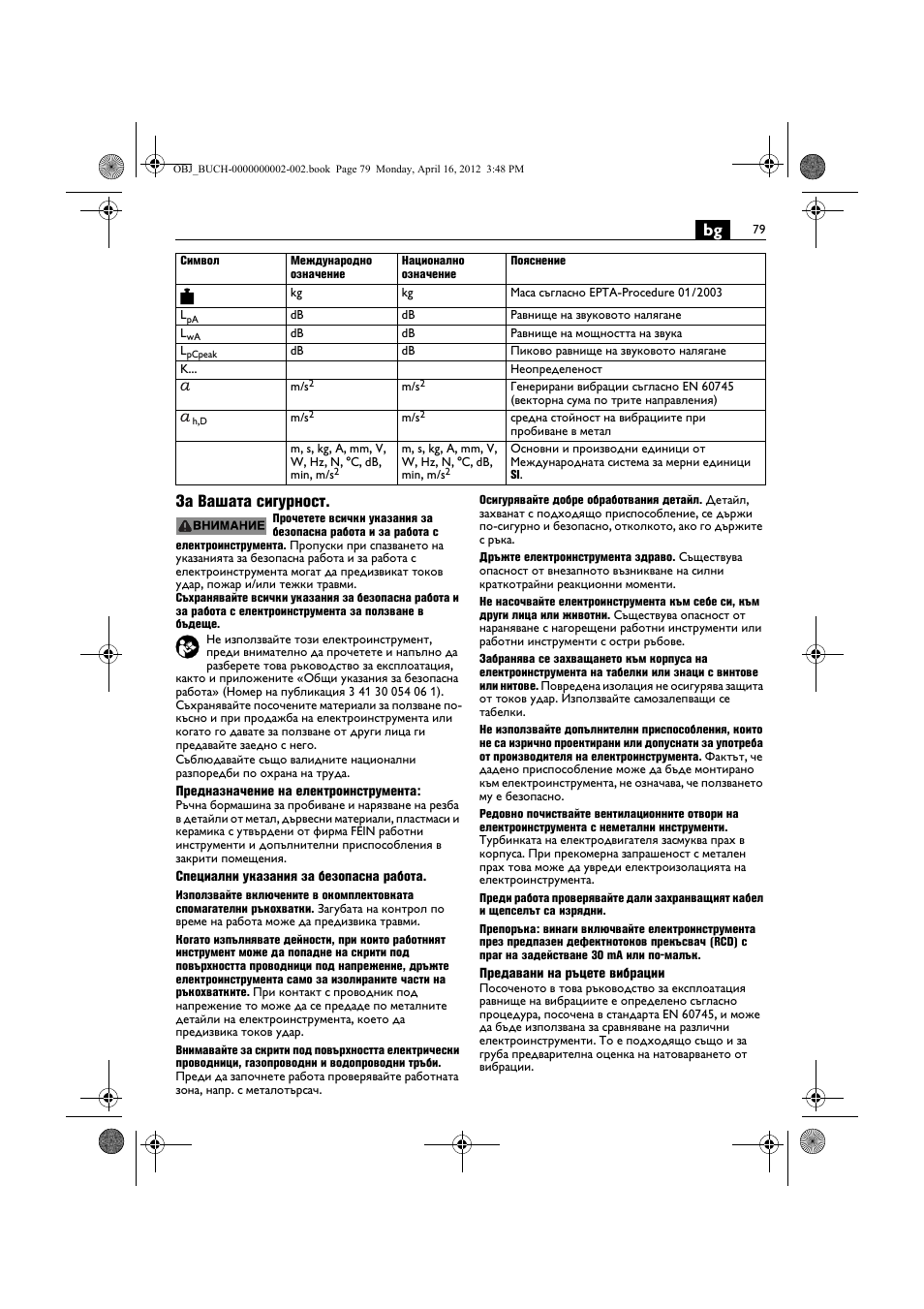 Bg за вашата сигурност | Fein BOP 13-2 User Manual | Page 79 / 110