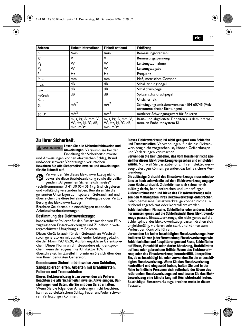 De zu ihrer sicherheit | Fein WPO 14-15XE User Manual | Page 11 / 92
