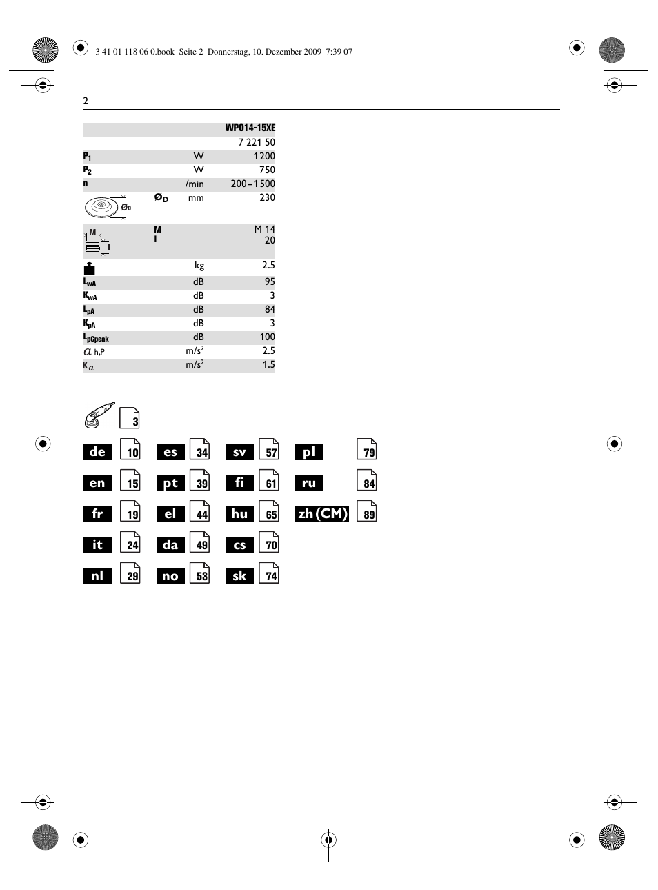 Zh(cm) | Fein WPO 14-15XE User Manual | Page 2 / 92