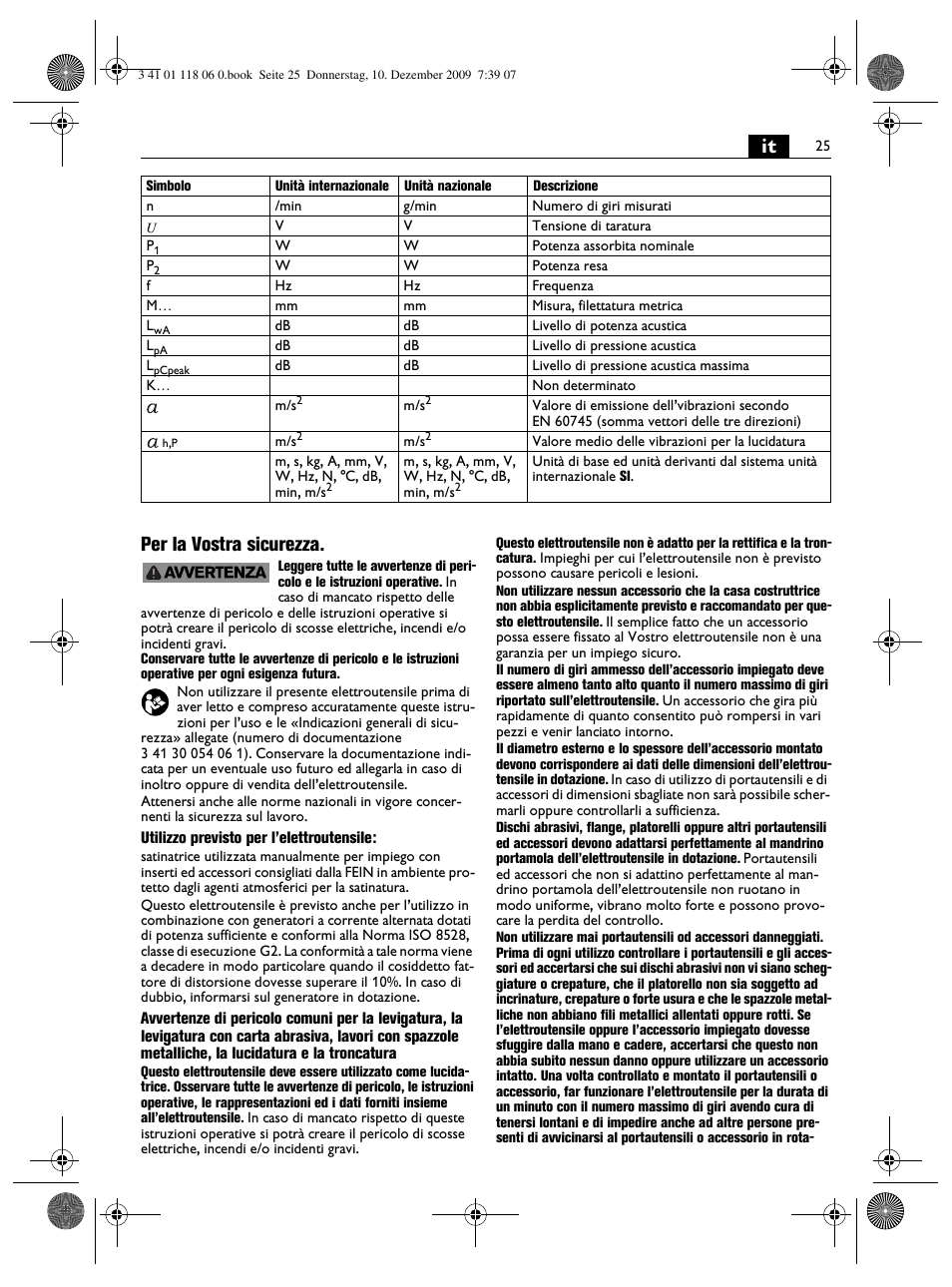 It per la vostra sicurezza | Fein WPO 14-15XE User Manual | Page 25 / 92