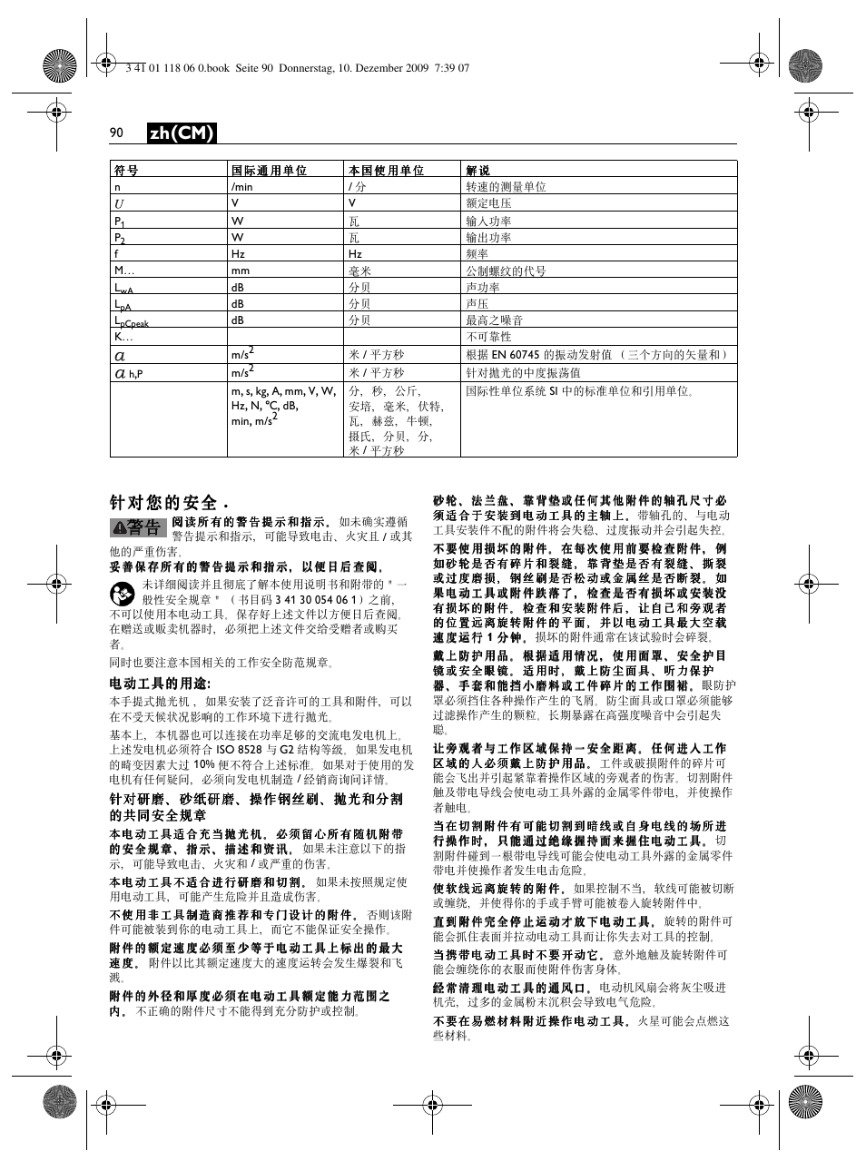 Zh(cm) | Fein WPO 14-15XE User Manual | Page 90 / 92