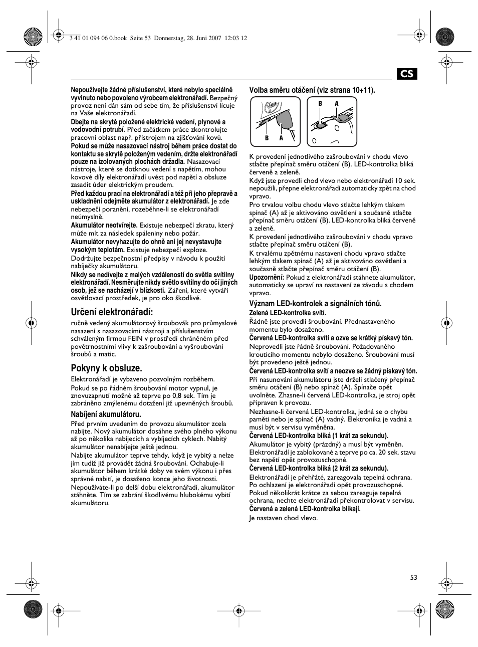 Urãení elektronáﬁadí, Pokyny k obsluze | Fein ASM9-2 User Manual | Page 53 / 65