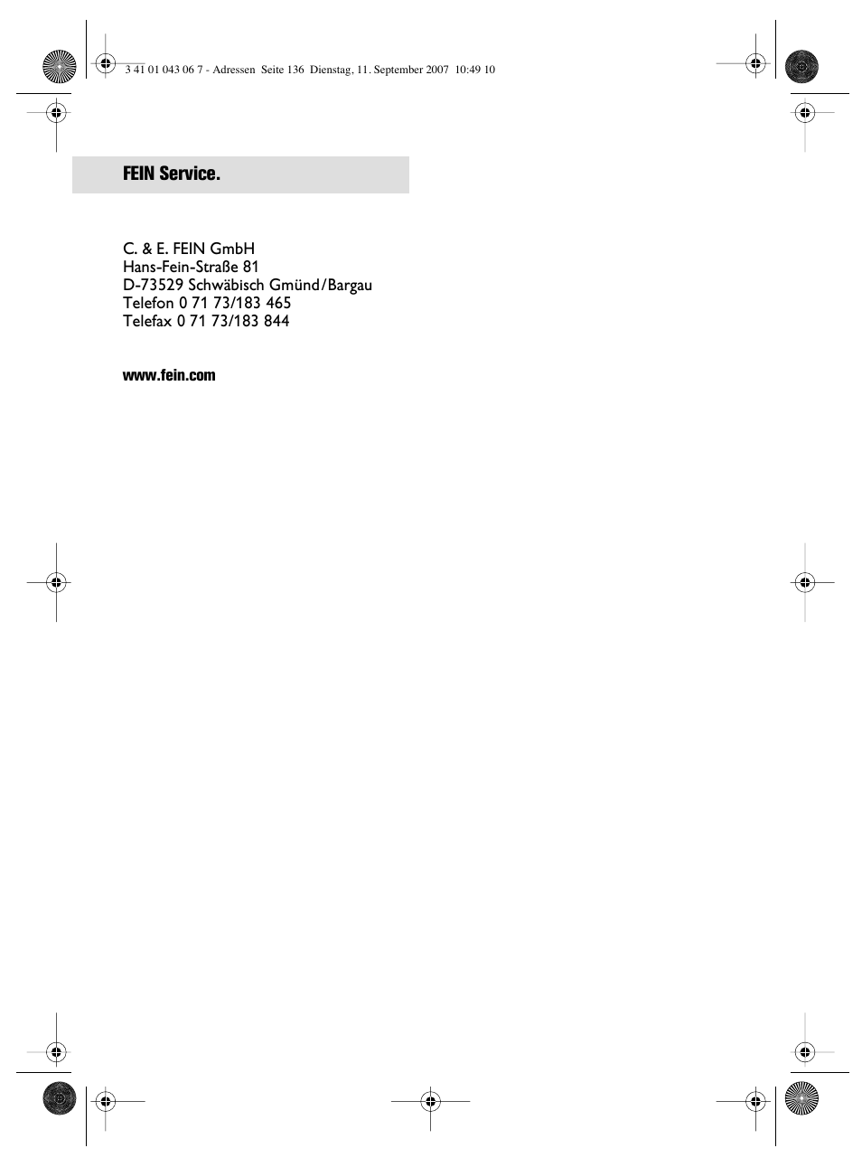 Fein service | Fein RS 12-70E User Manual | Page 80 / 80