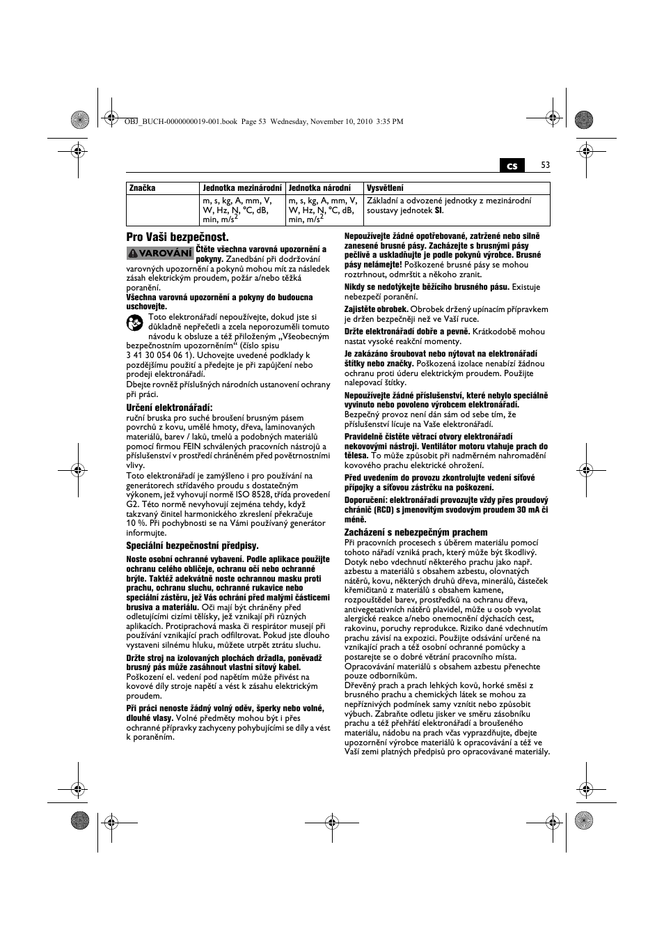 Cs pro vaši bezpečnost | Fein RS 10-70E User Manual | Page 53 / 113