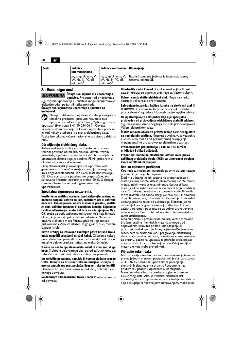 Sr za vašu sigurnost | Fein RS 10-70E User Manual | Page 68 / 113