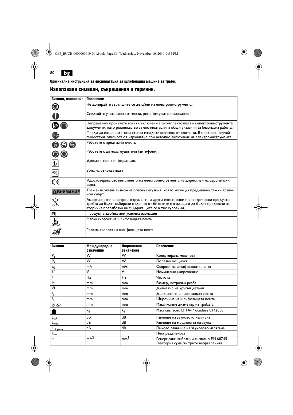 Използвани символи, съкращения и термини | Fein RS 10-70E User Manual | Page 80 / 113