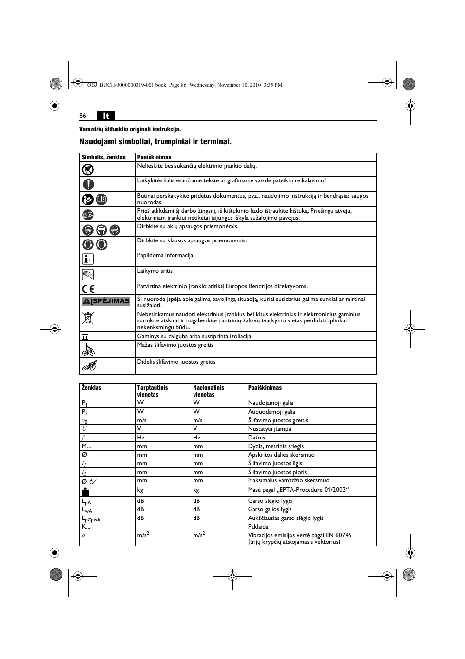 Naudojami simboliai, trumpiniai ir terminai | Fein RS 10-70E User Manual | Page 86 / 113