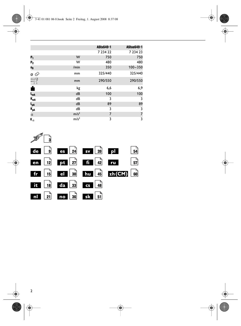 Zh(cm) | Fein AStxe649_1 User Manual | Page 2 / 68