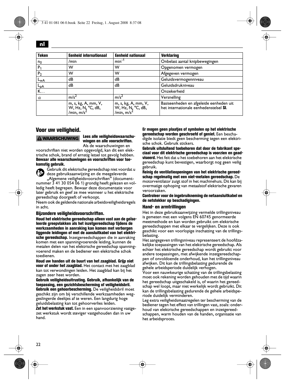 Nl voor uw veiligheid | Fein AStxe649_1 User Manual | Page 22 / 68