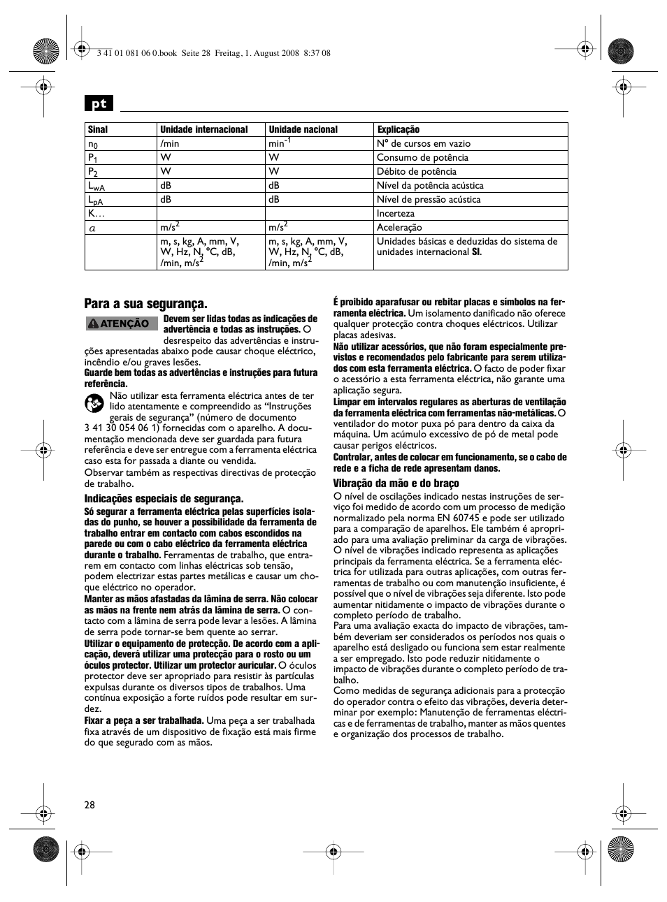 Pt para a sua segurança | Fein AStxe649_1 User Manual | Page 28 / 68