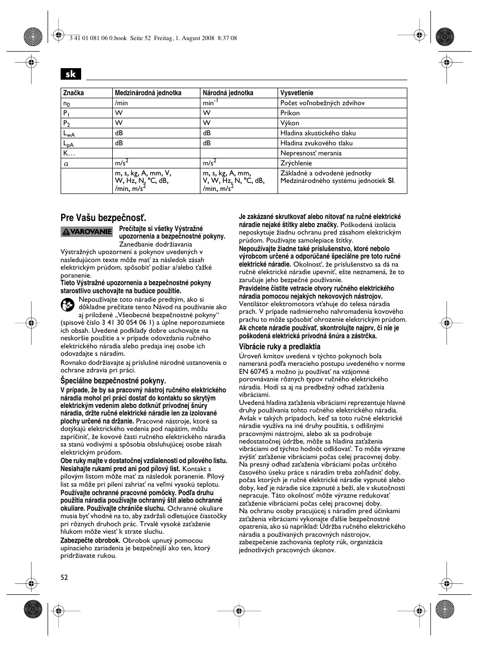 Sk pre va‰u bezpeãnosè | Fein AStxe649_1 User Manual | Page 52 / 68