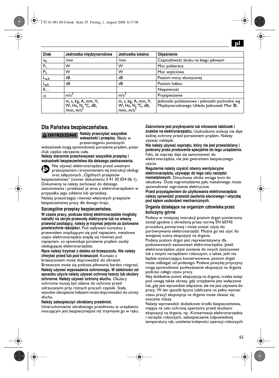 Pl dla paƒstwa bezpieczeƒstwa | Fein AStxe649_1 User Manual | Page 55 / 68