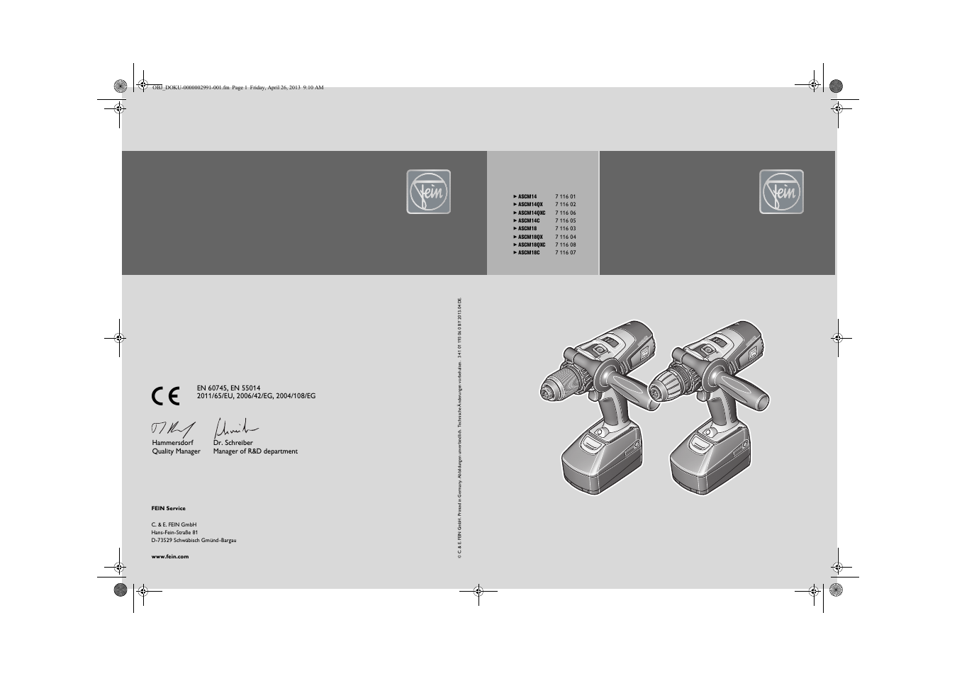 Fein ASCM_18QXC User Manual | 154 pages