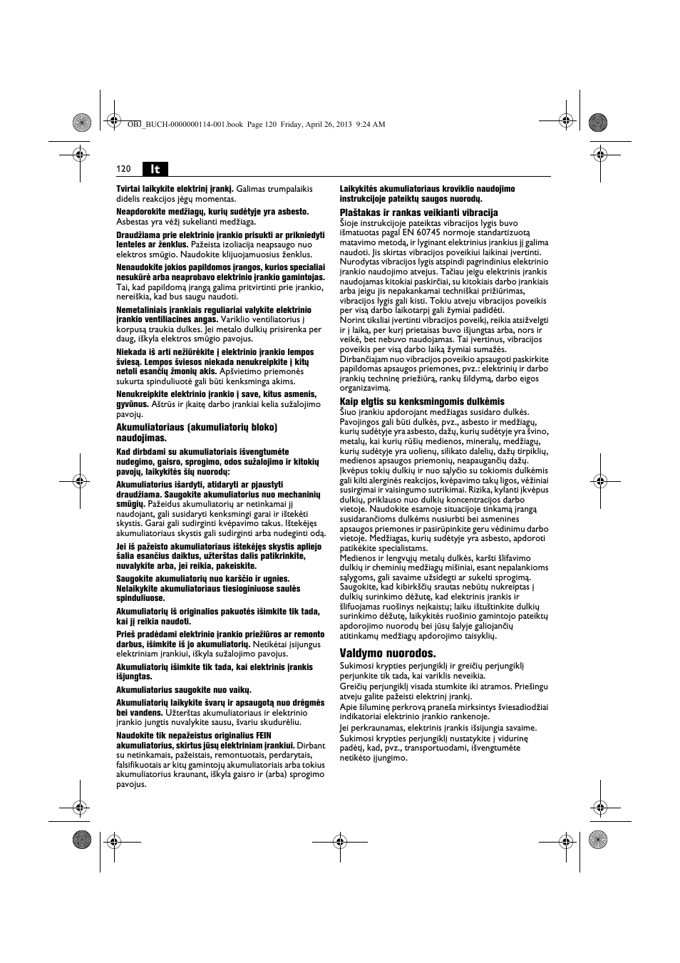 Valdymo nuorodos | Fein ASCM_18QXC User Manual | Page 120 / 154