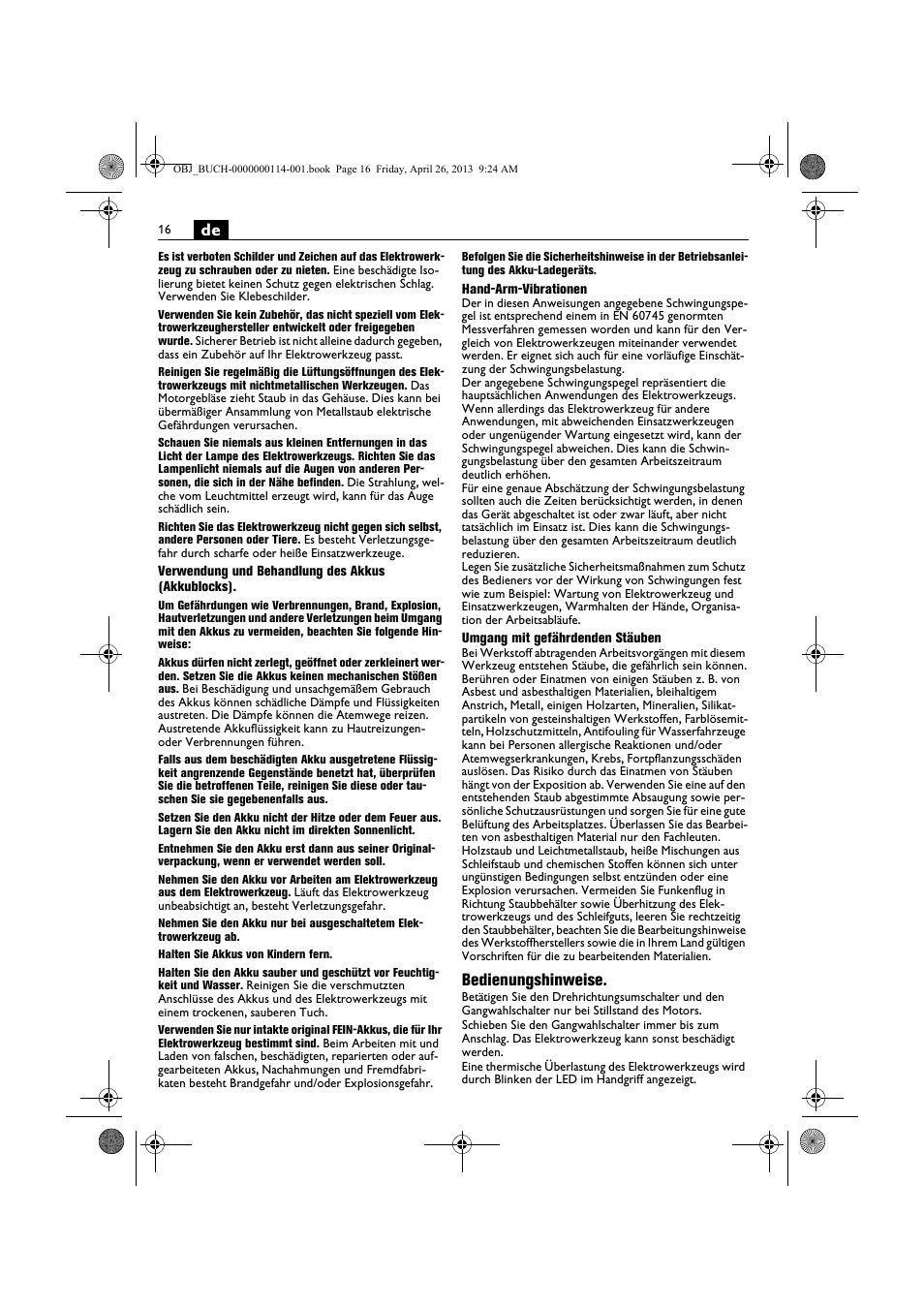 Bedienungshinweise | Fein ASCM_18QXC User Manual | Page 16 / 154