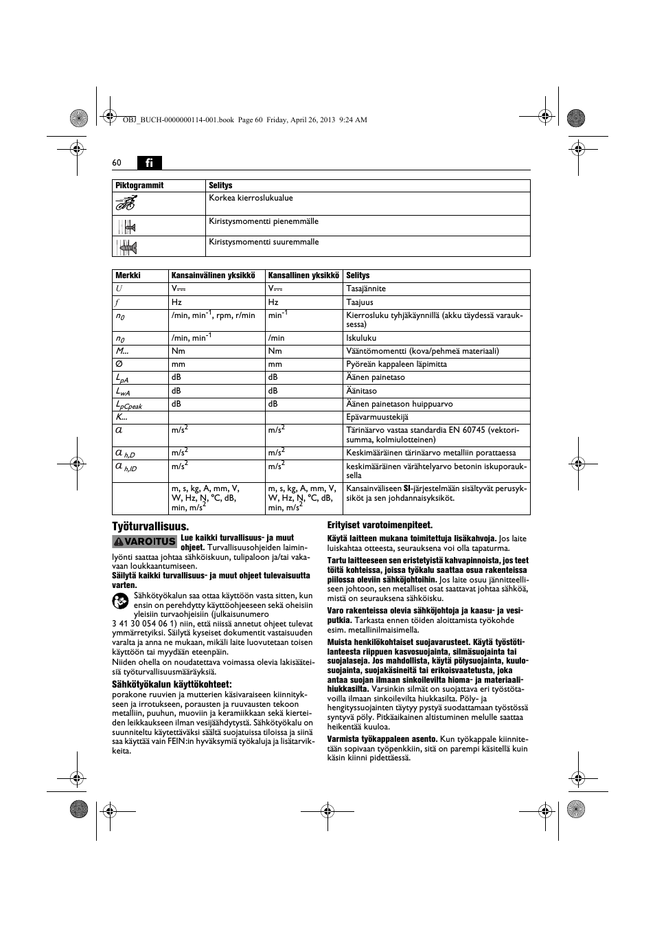 Fi työturvallisuus | Fein ASCM_18QXC User Manual | Page 60 / 154