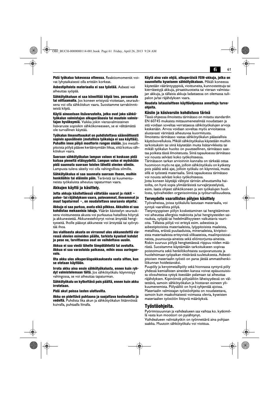 Työstöohjeita | Fein ASCM_18QXC User Manual | Page 61 / 154