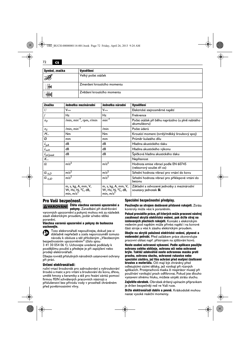 Cs pro vaši bezpečnost | Fein ASCM_18QXC User Manual | Page 72 / 154