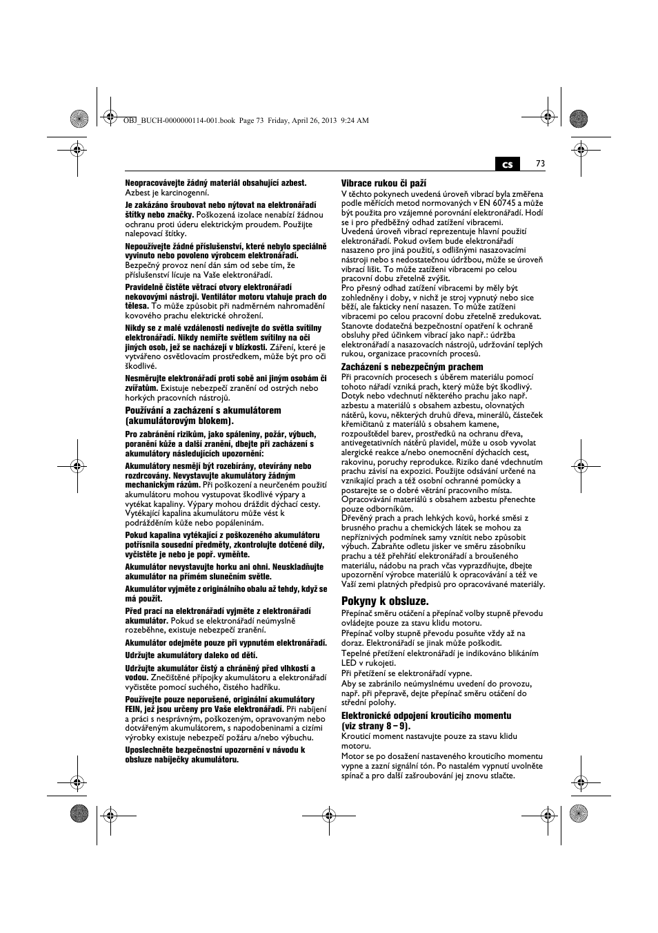Pokyny k obsluze | Fein ASCM_18QXC User Manual | Page 73 / 154