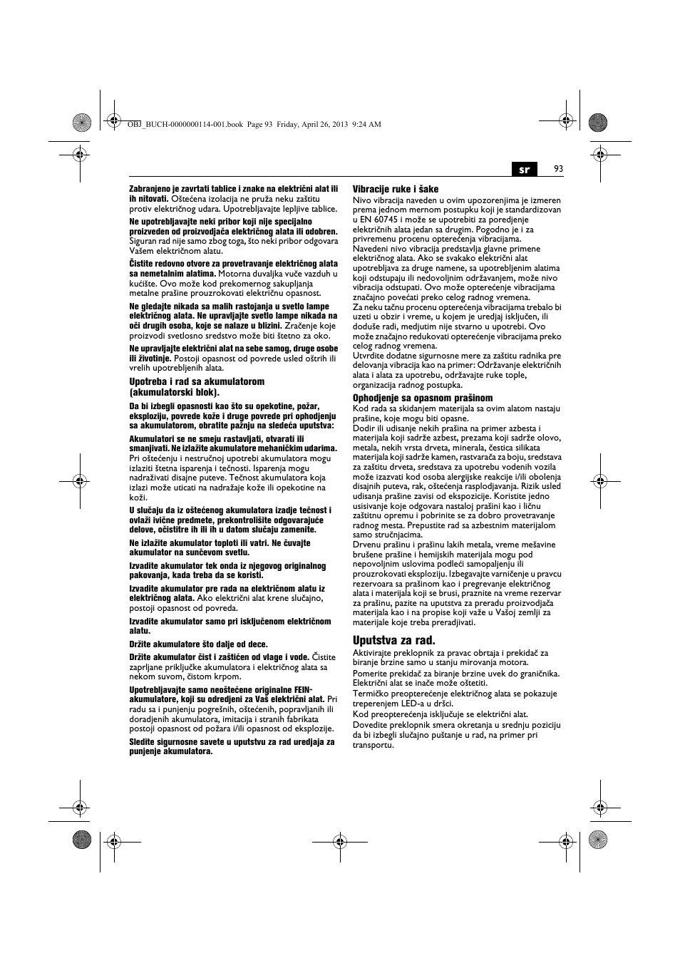 Uputstva za rad | Fein ASCM_18QXC User Manual | Page 93 / 154