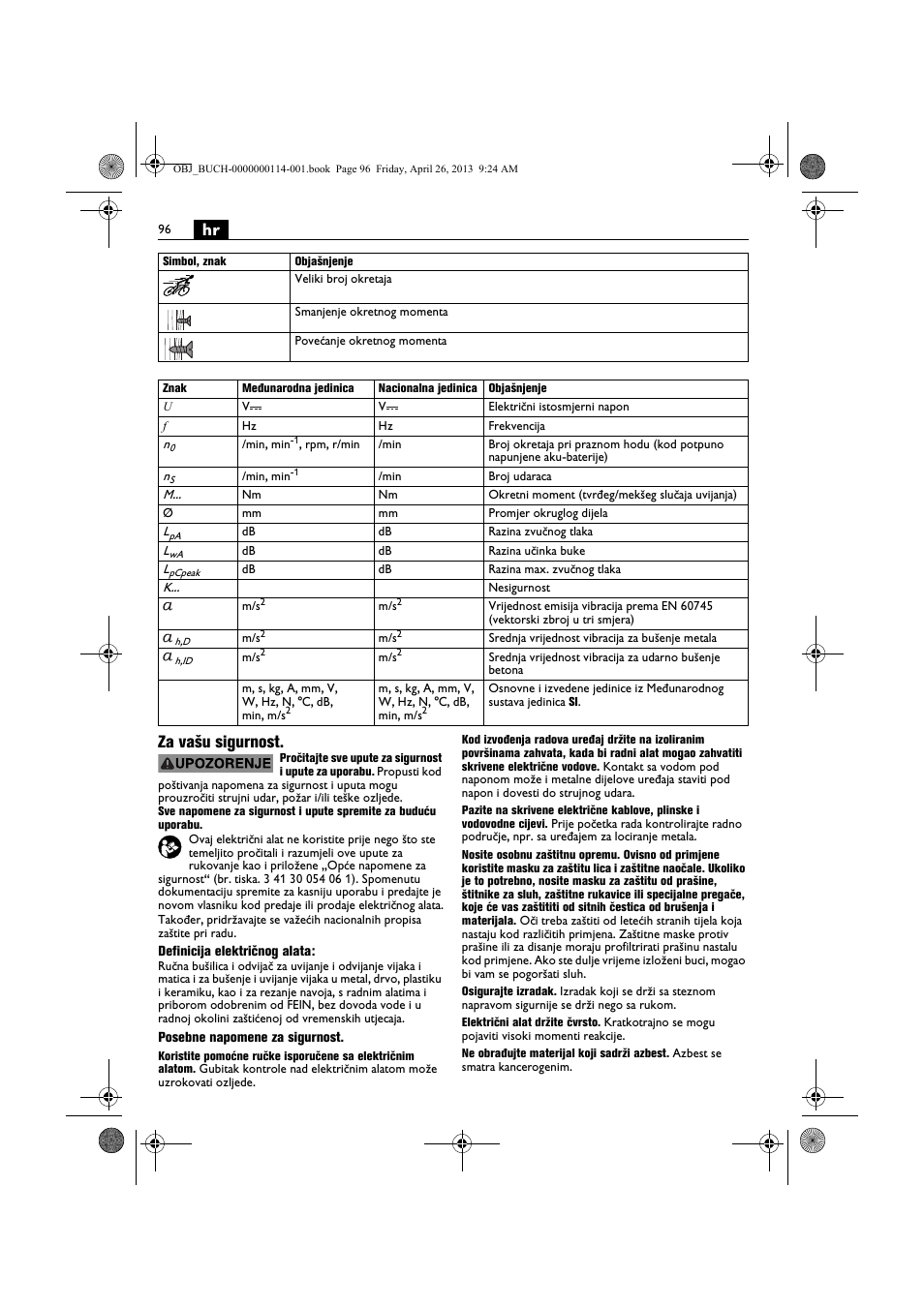Hr za vašu sigurnost | Fein ASCM_18QXC User Manual | Page 96 / 154