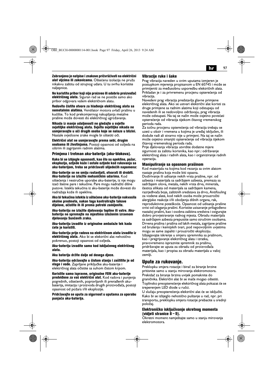 Upute za rukovanje | Fein ASCM_18QXC User Manual | Page 97 / 154