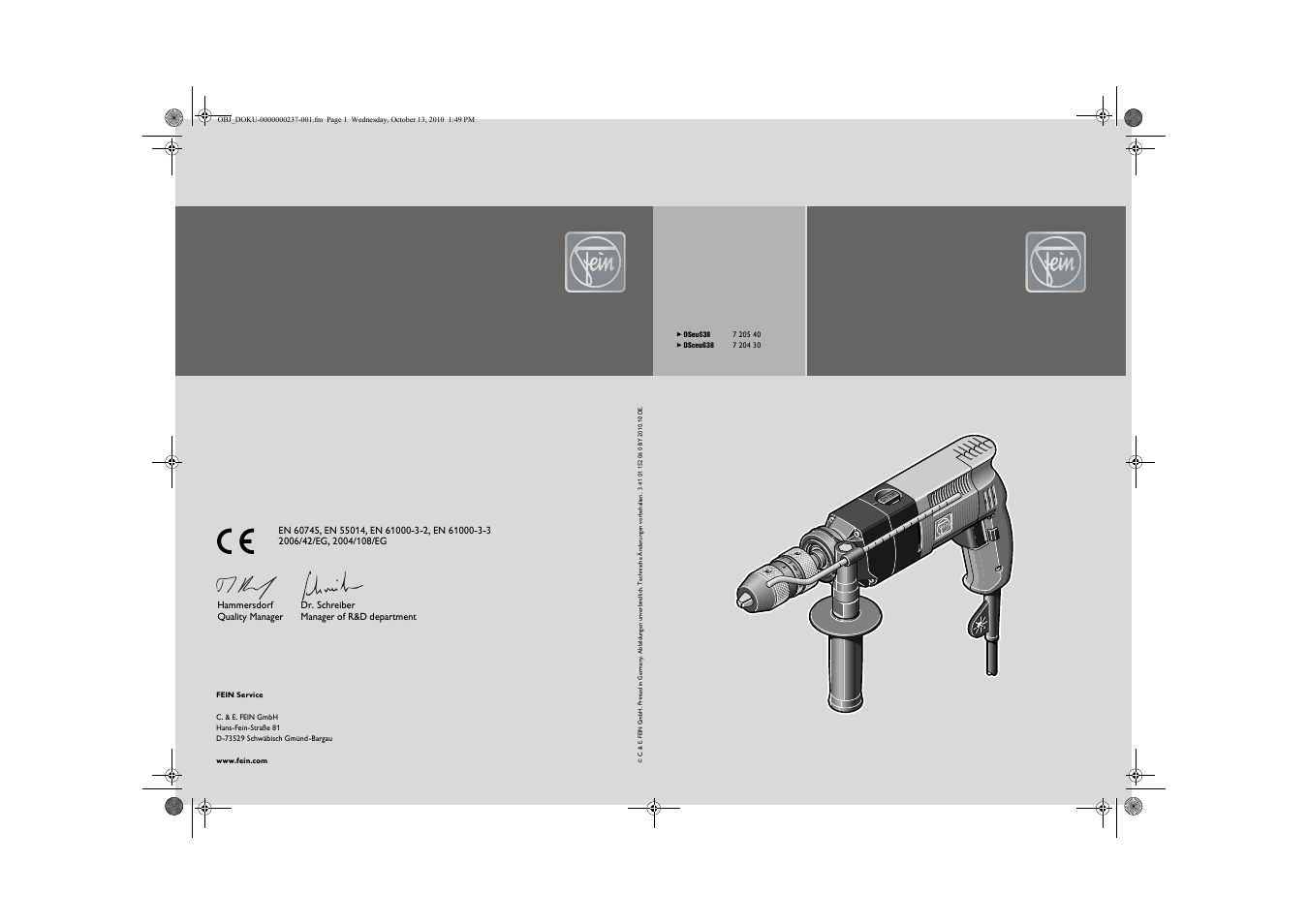 Fein DSeu 638 User Manual | 112 pages