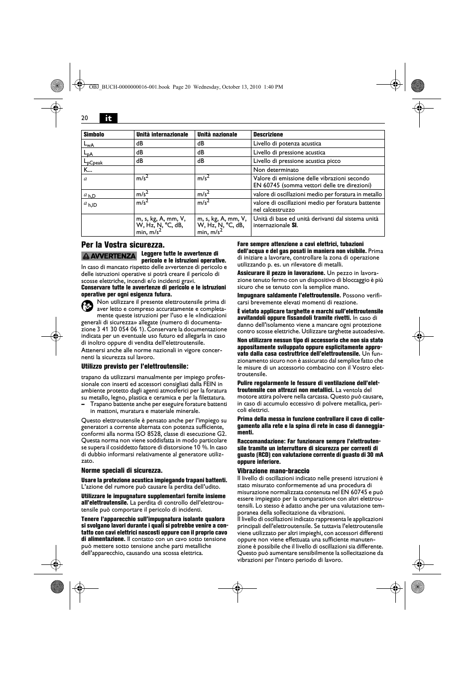 It per la vostra sicurezza | Fein DSeu 638 User Manual | Page 20 / 112